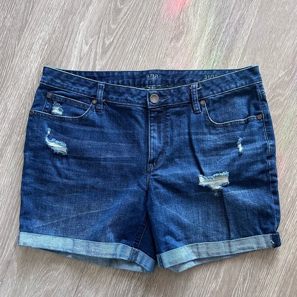 a.n.a Pants - a.n.a Dark Blue Distressed Jean Shorts - size 31/12